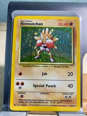 1999 Pokemon Base Set Unlimited Holo Rare Hitmonchan 7/102